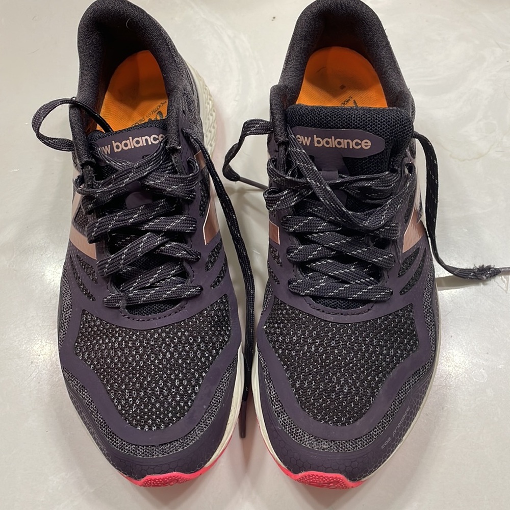 New Balance Black Purple Athletic Running Shoes with Pink Accents